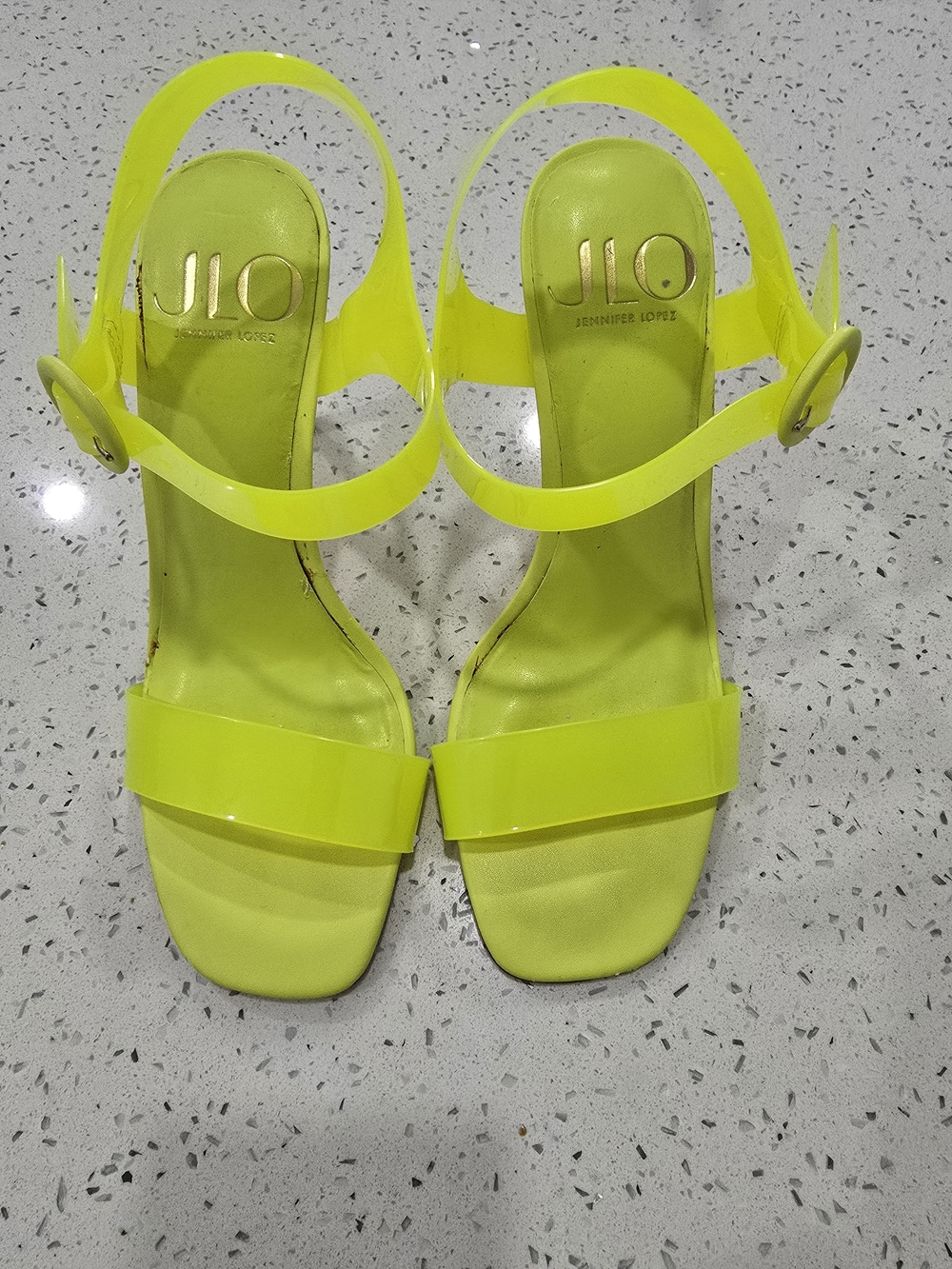 Jennifer Lopez Neon Lime Slingback Sandals